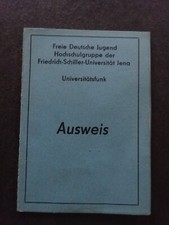 FDJ, AUSWEIS, Jugend 1955, Jugendbewegung, Mitgliedsbuch, Jena, Funk, Hochschule
