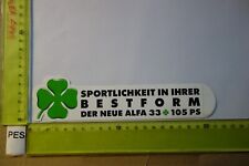 Alter Aufkleber Autohaus Werkstatt ALFA ROMEO 33