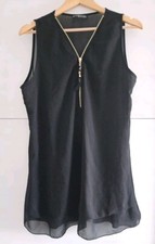 Styleboom Top Reißverschluss black Miss sexy Lolita Chiffon Bluse Business Gr.XL