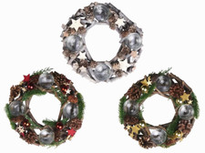 Adventskranz Ø 28 cm 4 Teelichthaltern aus Glas  Tischkranz Weihnachtsdeko NEU