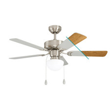 Deckenventilator mit Licht Ventilator Zugkette 5 Wendeflügel MDF Nickel Ø106,6cm