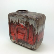 Vase 1301 Keramik VEB Steingutfabrik Strehla DDR Rot Relief 