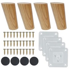 4 Stück Tischbeine Holz 10cm Möbelfüße Schräg Rund Schrankfüße Möbelbeine Mit...