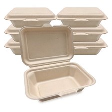 7""x5"" biologisch abbaubare Bagasse Lebensmittelbehälter Klappschale Takeaway Boxen 50-1000X