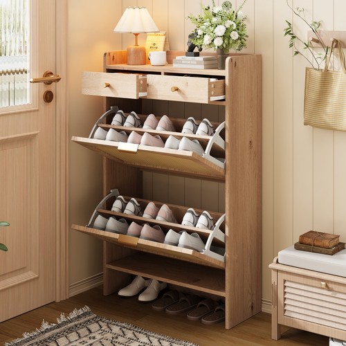 Schuhschrank rattan 65x25x106 - schuhschrank,