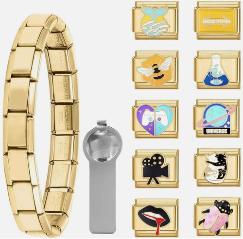 Italian charm bracelet gold - charm,