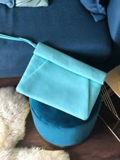 Zara Clutch Echtleder Handtasche türkis