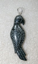  EdelsteinAnhänger: SCHWARZER HÄMATIT   PAPAGEI  EINZIGARTIG/NEU!