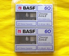2x BASF Chrome Extra II 60 Cassette Tapes 1988-1989 + OVP + SEALED + FRANCE  +