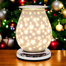 Ölbrenner Wachswärmer Touch Control Aromalampe weiß satiniertes Glas Weihnachtssterne