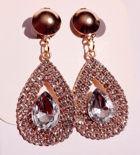 Ohrclips clips strass tropfen - ohrclips,