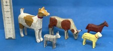 Reifentiere Tiere Erzgebirge Bauernhof Spielzeug Holz ALT 5 STÜCK /P24.9/4