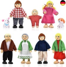 Riisoyu Puppenhaus Puppenfamilie Set, Holz Puppenhaus Puppen Figuren Puppen