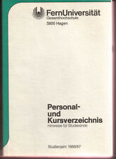 FernUni HAGEN Personal-/Kursverzeichnis 1986/87, Hinweise, Lageplan, ... 556 S.