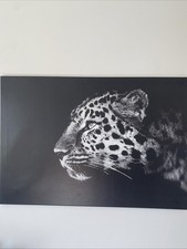 Leinwand Bild ”Leopard“ Wandbild Kunstdruck schwarz weiß 118x78cm + Holzrahmen