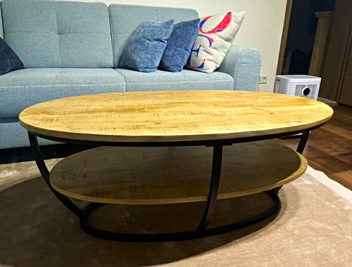Ovaler couchtisch holz - ovaler, holz/metall