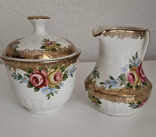 Winterling Kirchenlamitz Bavaria Zuckerdose u. Milchkännchen Goldrand Rosendekor