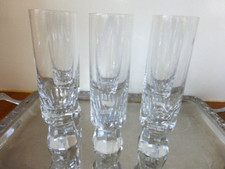 6 Sektgläser   50-er:   FRIEDRICH KRISTALL, 8 -kantiger Fuß