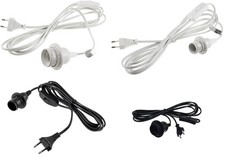 Lampenkabel mit Schalter & Fassung 3,4m, E14/E27 Schwarz oder Weiß DIY Netzkabel