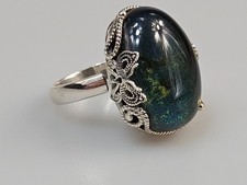 Blauer bernsteinring silber - blauer,