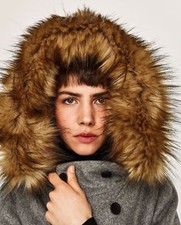 ZARA ❤ Dufflecoat Parka M38 Kurzmantel Jacke Wolle Kunstfell grau TOP Fake Fur