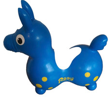 schönes Kinder Baby Sitz- und Hüpfpferdchen Rody blau