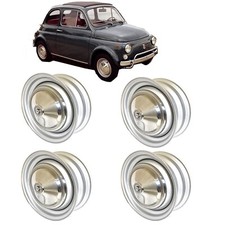 Set 4 Rad Wheel IN Eisen Genehmigt für Fiat 500 Oldtimer 3,50x12 Mit Cup + Titan