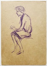 Christian Rohlfs "sitzende Frau", Zeichnung,  Echtheitszertifikat