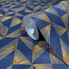 Tapete Blau Gold Grafisch