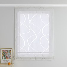 Raffrollo Ausbrenner Raffgardine mit Klettband Küche Gardinen ohne Bohren Weiß