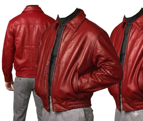 Herren rote leder bomberjacke - rote,