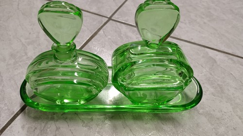 Grünglas set frisiertisch - grünglas,