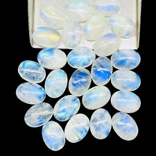 25 Stück Natürlich Regenbogen Mondstein 14x10mm Oval Blau Scheint Cabochon