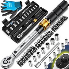 MASKO® Drehmomentschlüssel 1/4 Zoll 5-25Nm 45-tlg. Set Auto, Fahrrad & Motorrad 