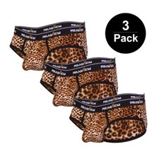 3 Pack Herren Slip Brief mit Leopard Muster Sexy Unterwäsche Unterhose Slips Neu