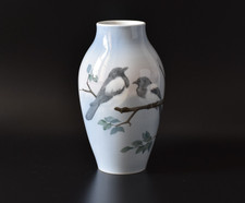Jugendstil Vase FK Friedrich Kaestner Porzellan Oberhohndorf Vögel Elstern