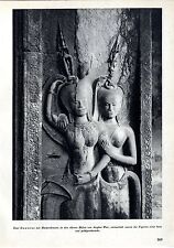 Kambodscha Angkor- Wat Zwei Dewatas mit Blumenkronen Tanzende Apsara Ost-...1939