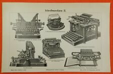 Schreibmaschinen Technik Typen  Hammond Fisher Jewett  HOLZSTICH von 1899 