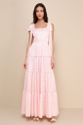 Lulus maxikleid rosa jacquard - lulus,