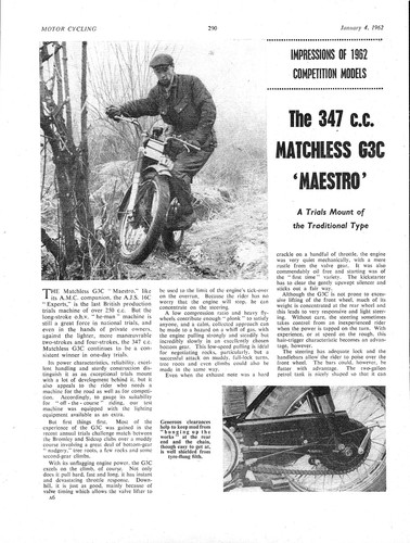 1962 matchless g3c - matchless, maestro"