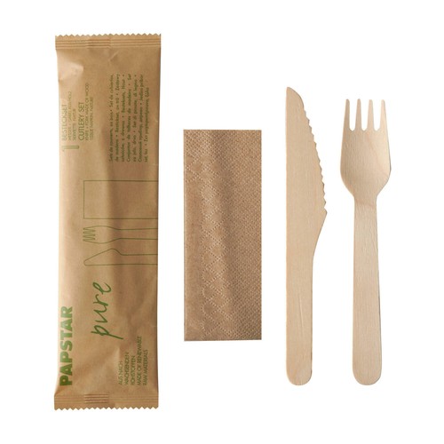 Holzbesteck set messer - set, gabel