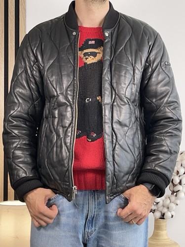 Bomberjacke leder gesteppt - bomberjacke,