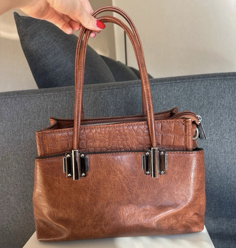 Damen henkeltasche leder braun - leder,