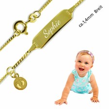 Baby,Namensarmband Panzer, Echt Gold 333(8K)- persönliche Gravur-Made in Germany