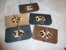 Tabakbeutel Tabaktasche Drehertasche Tobacco Pouch Blättchenfach Leder Fell 