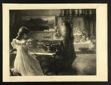 Chopin Mädchen am Klavier Eine Original Berlin Fotografie Fotogravur 1896 Druck