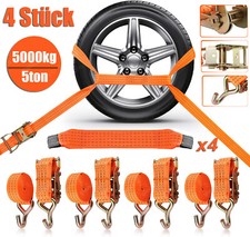 4x Spanngurte Autotransport Reifengurt 5000kg Anhänger Radsicherung 5t Transport