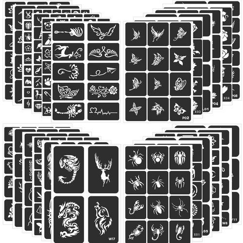 Henna schablonen set blatt - henna,