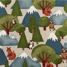 Stoff Leinen BERGWALD Tiere