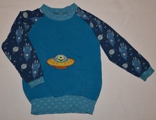 Sweatshirt selfmade Gr. 128 Weltraum/ Ufo mit Applikation Lillestoff